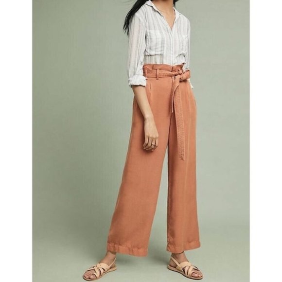 Anthropologie Pants - Anthropologie Blythe Paper Bag Wide Leg Crop Pants